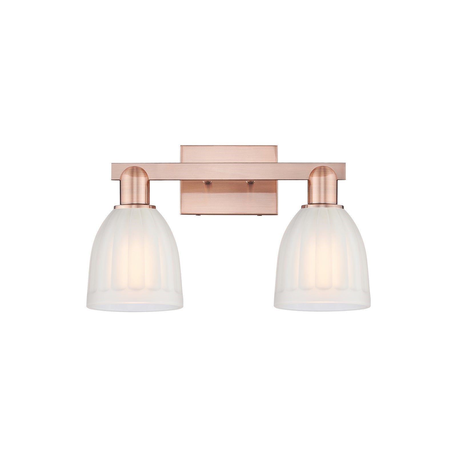 Innovations Brookfield 17in 2-Light Bath Vanity | Industrial Antique Copper Steel and White Frosted Ribbed Glass | Bathroom Vanity | Model 716-2W-AC-G441