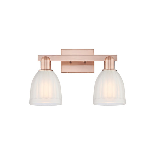 Innovations Brookfield 17in 2-Light Bath Vanity | Industrial Antique Copper Steel and White Frosted Ribbed Glass | Bathroom Vanity | Model 716-2W-AC-G441