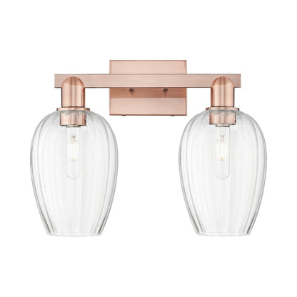 Innovations Preston 2Lt 16" Flute Bath Light, Copper/Clear - 716-2W-AC-G457-6CL