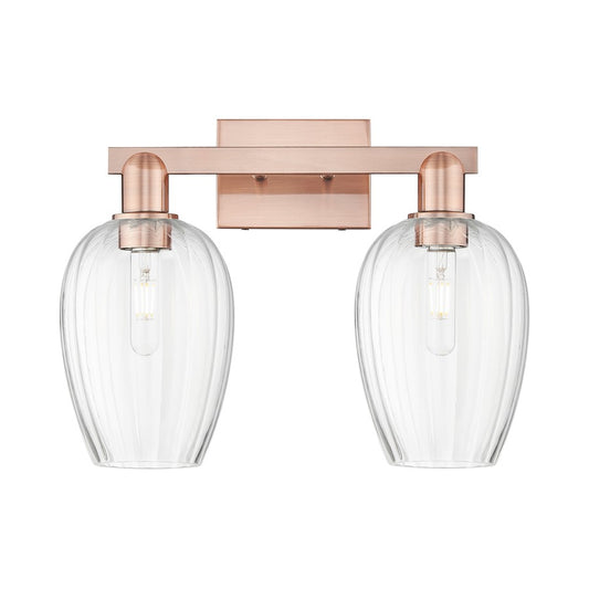 Innovations Preston 2Lt 16" Flute Bath Light, Copper/Clear - 716-2W-AC-G457-6CL