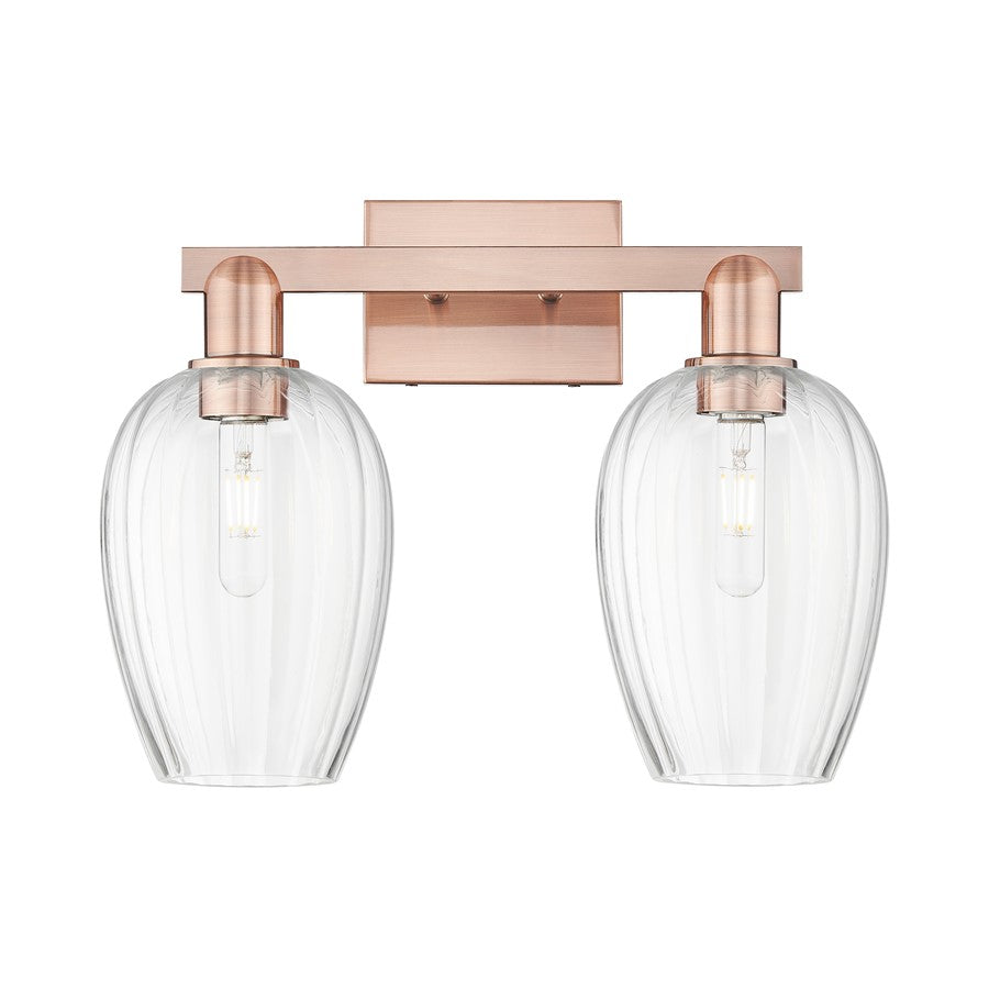 Innovations Preston 2Lt 16" Flute Bath Light, Copper/Clear