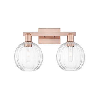 Innovations Preston 2Lt 16" Globe Bath Light, Copper/Clear - 716-2W-AC-G458-7CL