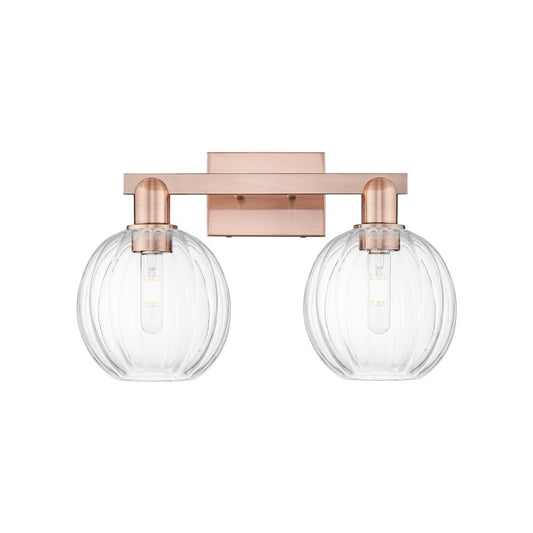 Innovations Preston 2Lt 16" Globe Bath Light, Copper/Clear - 716-2W-AC-G458-7CL