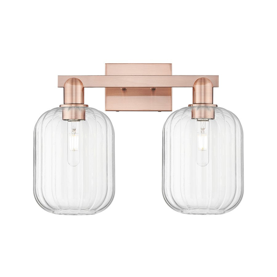 Innovations Preston 2Lt 16" Jar Bath Light, Copper/Clear - 716-2W-AC-G460-7CL