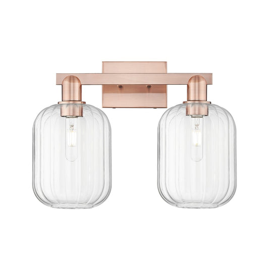 Innovations Preston 2Lt 16" Jar Bath Light, Copper/Clear - 716-2W-AC-G460-7CL