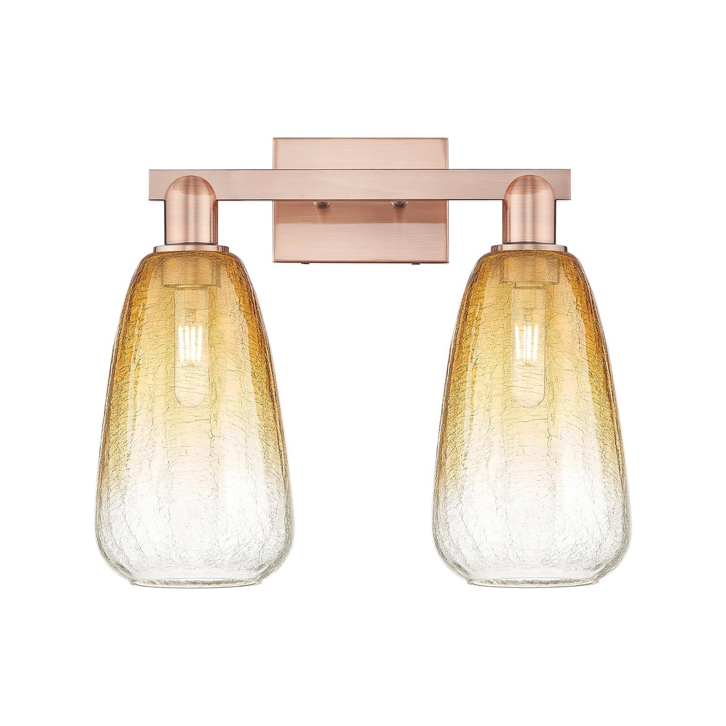 Innovations Brookhaven Almond 17in 2-Light Bath Vanity Light | Industrial Antique Copper and Amber Glass | Bathroom Vanity | 17 | Model 716-2W-AC-G480-6AM