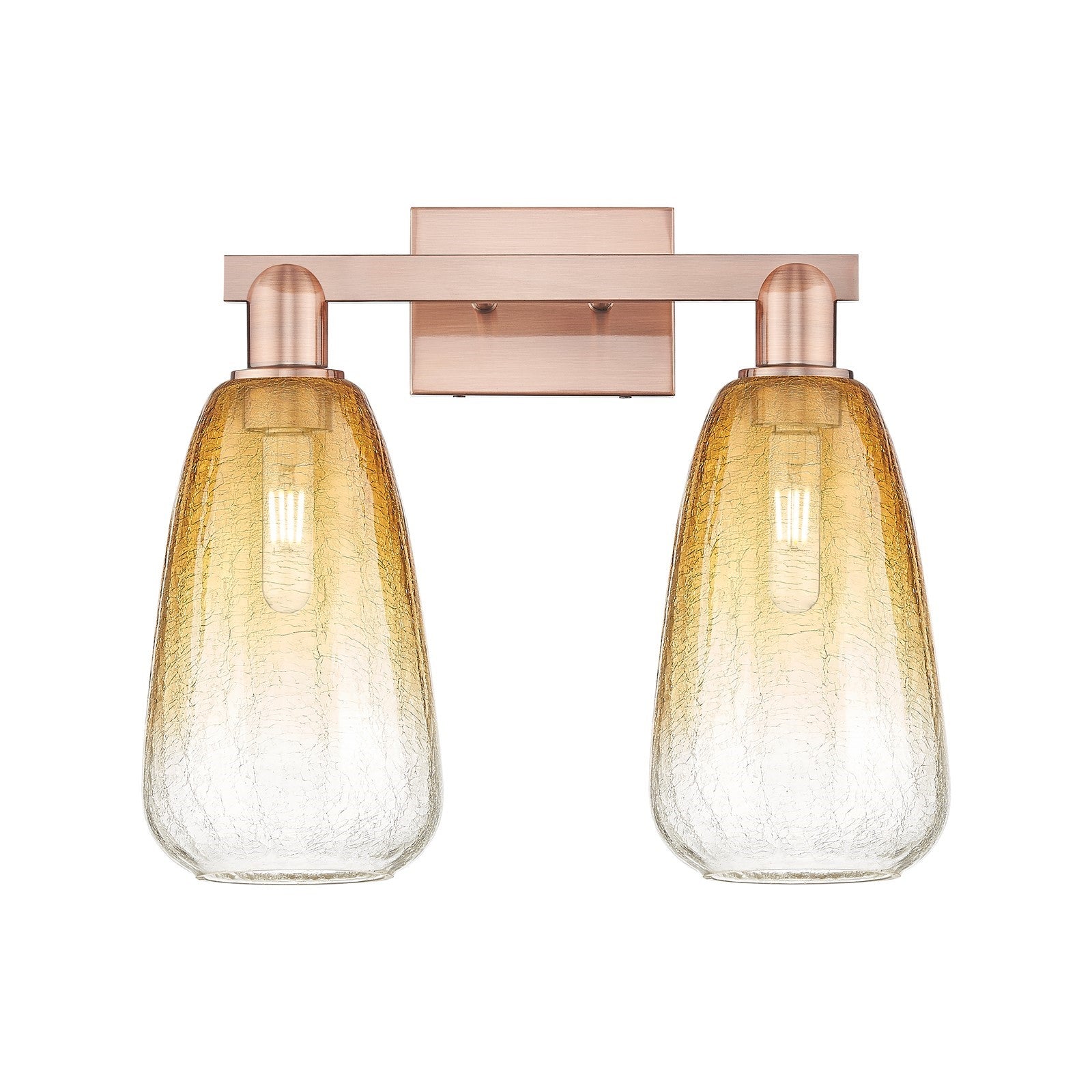 Innovations Brookhaven Almond 17in 2-Light Bath Vanity Light | Industrial Antique Copper and Amber Glass | Bathroom Vanity | 17 | Model 716-2W-AC-G480-6AM