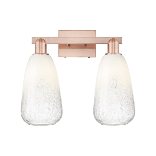 Innovations Brookhaven Almond 17in 2-Light Bath Vanity Light | Industrial Antique Copper Steel and Opal Glass | Bathroom Vanity | Model 716-2W-AC-G480-6OP