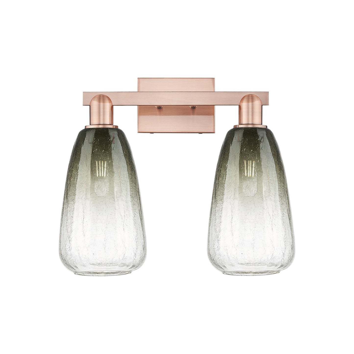 Innovations Brookhaven Almond 17in 2-Light Bath Vanity Light | Industrial Antique Copper and Slate Glass | Bathroom Vanity | 17 | Model 716-2W-AC-G480-6SL