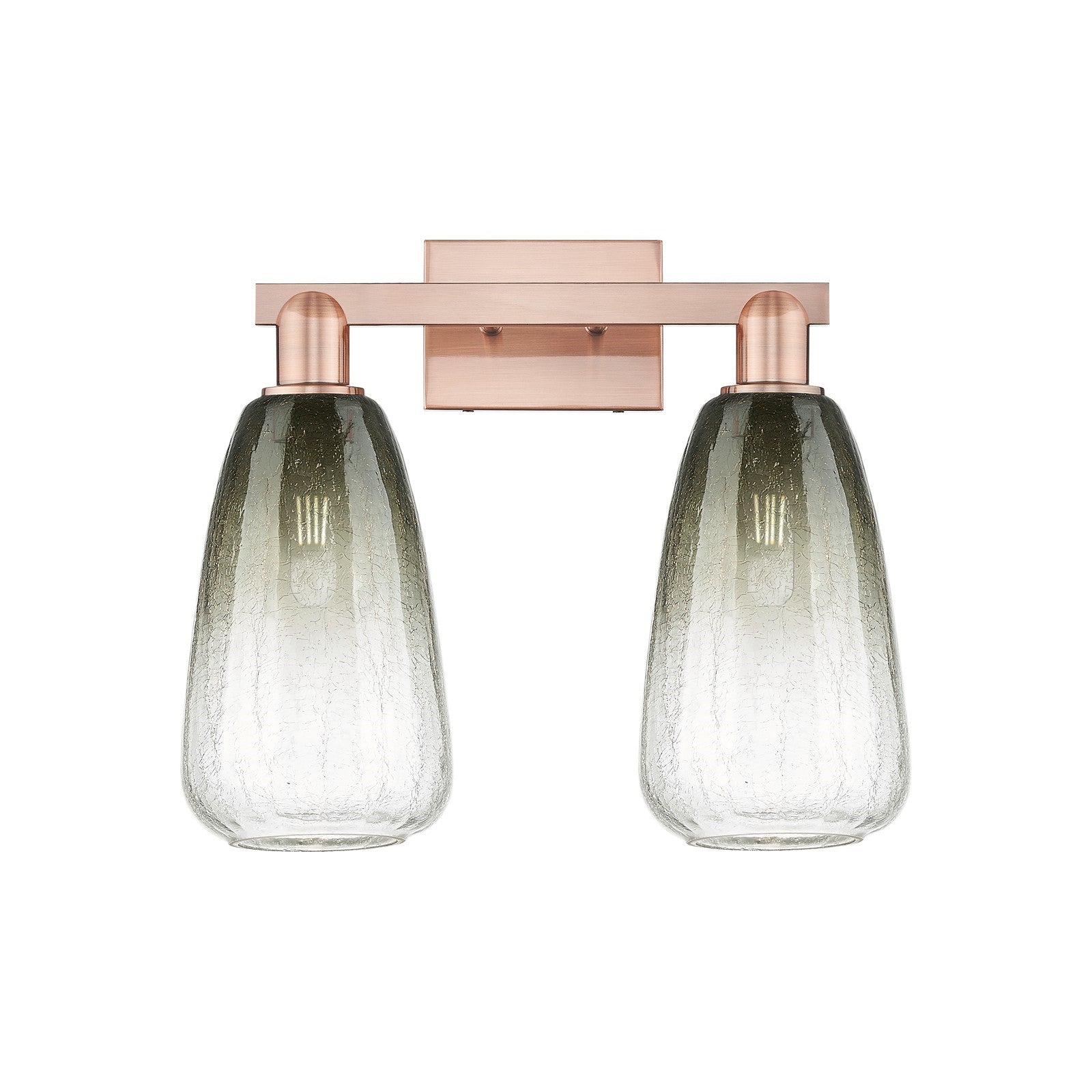 Innovations Brookhaven Almond 17in 2-Light Bath Vanity Light | Industrial Antique Copper and Slate Glass | Bathroom Vanity | 17 | Model 716-2W-AC-G480-6SL