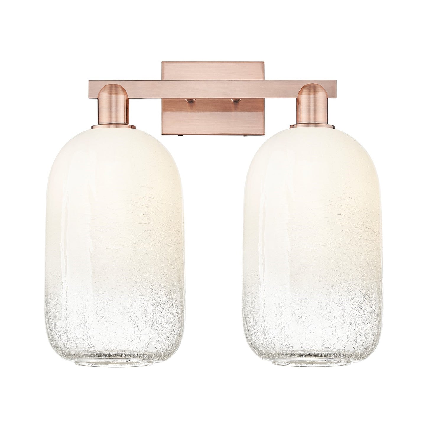 Innovations Brookhaven Cloche 18in 2-Light Bath Vanity | Industrial Antique Copper Steel and Opal Glass | Damp-Rated Bathroom & | Model 716-2W-AC-G482-7OP