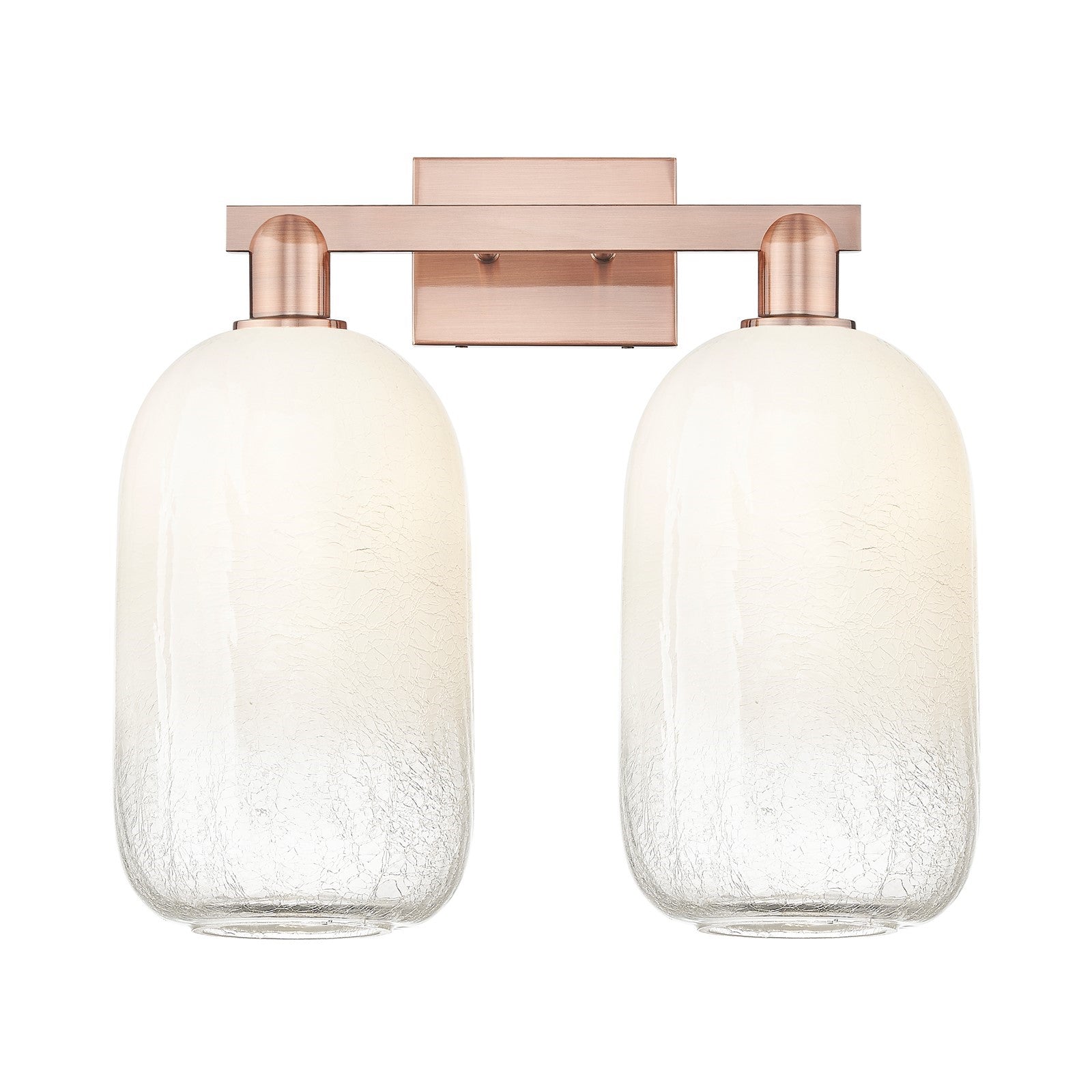 Innovations Brookhaven Cloche 18in 2-Light Bath Vanity | Industrial Antique Copper Steel and Opal Glass | Damp-Rated Bathroom & | Model 716-2W-AC-G482-7OP
