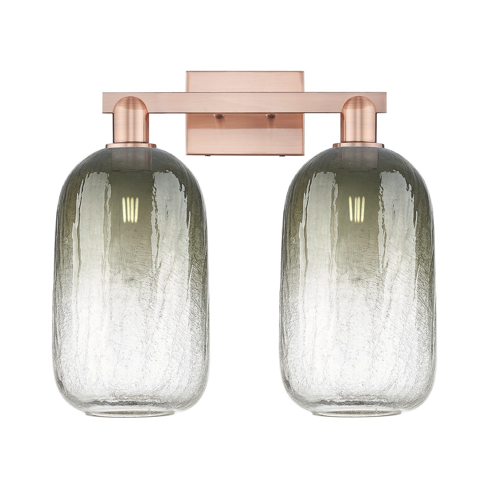 Innovations Brookhaven Cloche 18in 2-Light Bath Vanity | Industrial Antique Copper Steel and Slate Glass | Bathroom & Powder | Model 716-2W-AC-G482-7SL