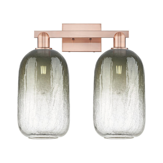 Innovations Brookhaven Cloche 18in 2-Light Bath Vanity | Industrial Antique Copper Steel and Slate Glass | Bathroom & Powder | Model 716-2W-AC-G482-7SL