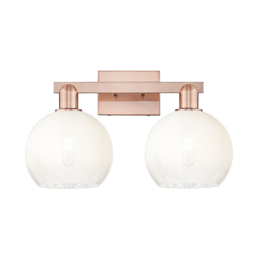 Innovations Brookhaven Globe 19in 2-Light Bath Vanity Light | Industrial Antique Copper Steel and Opal Glass | Bathroom Vanity | Model 716-2W-AC-G483-8OP