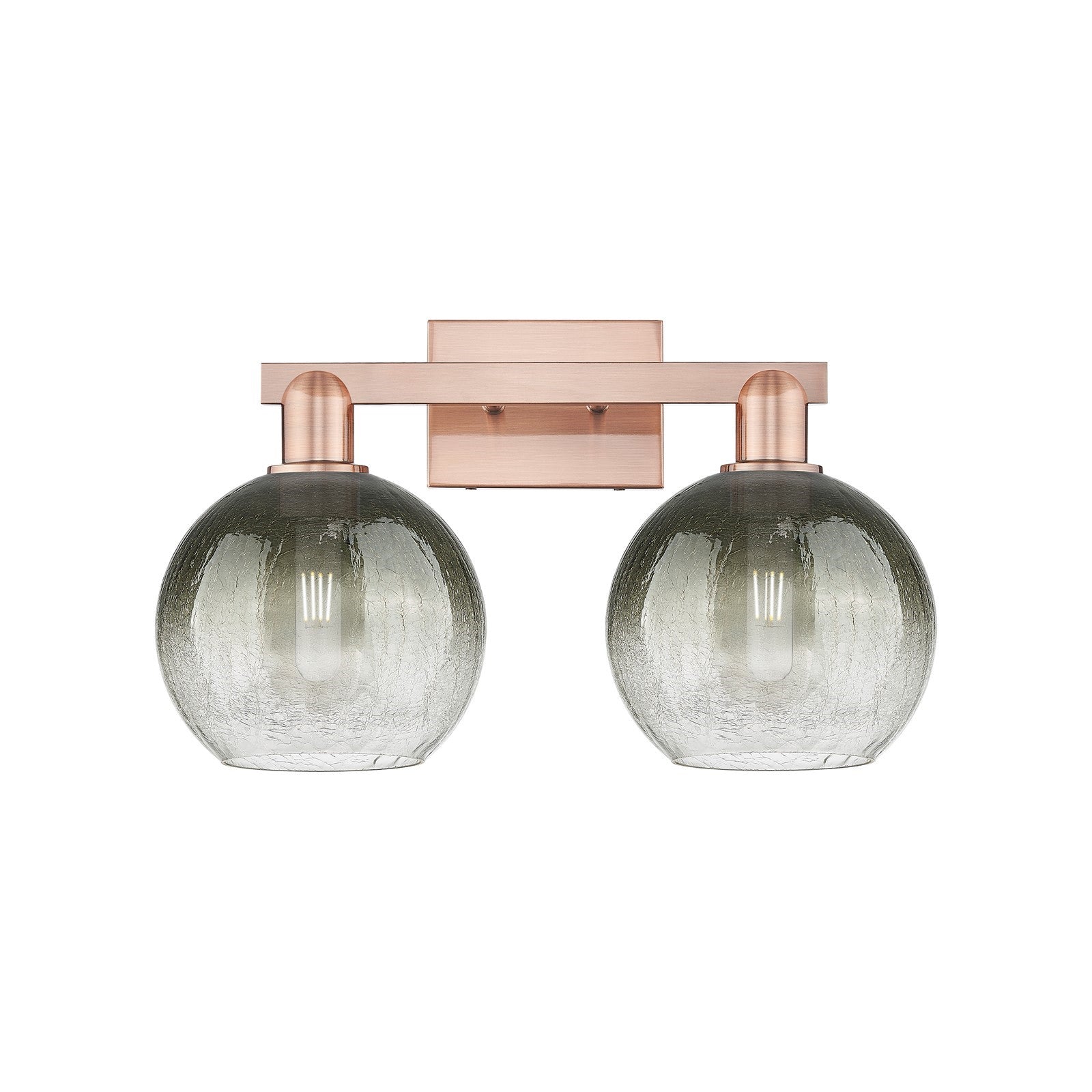 Innovations Brookhaven Globe 18.88in 2-Light Vanity Light | Industrial Antique Copper and Slate Glass | Bathroom Vanity | 18.88 | Model 716-2W-AC-G483-8SL