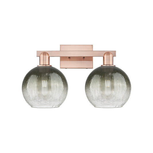Innovations Brookhaven Globe 18.88in 2-Light Vanity Light | Industrial Antique Copper and Slate Glass | Bathroom Vanity | 18.88 | Model 716-2W-AC-G483-8SL