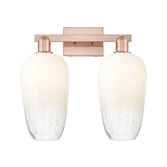 Innovations Brookhaven Flute 18in 2-Light Bath Vanity | Industrial Antique Copper Steel and Opal Glass | Bathroom Vanity | 18 x | Model 716-2W-AC-G484-7OP