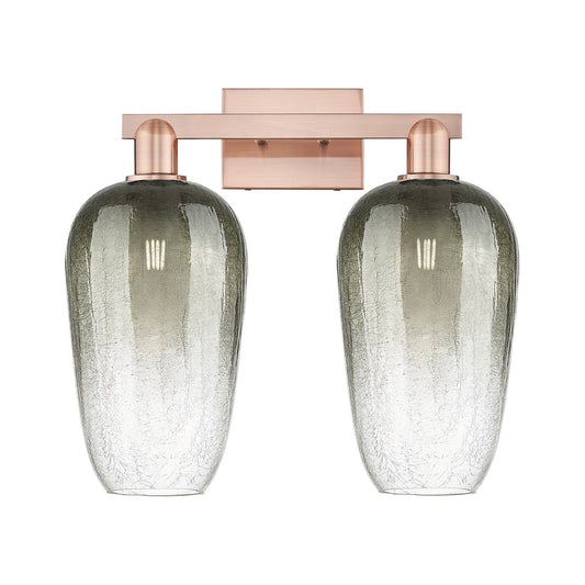 Innovations Brookhaven Flute 18in 2-Light Bath Vanity | Industrial Antique Copper Steel and Slate Glass | Bathroom Vanity | 18 | Model 716-2W-AC-G484-7SL