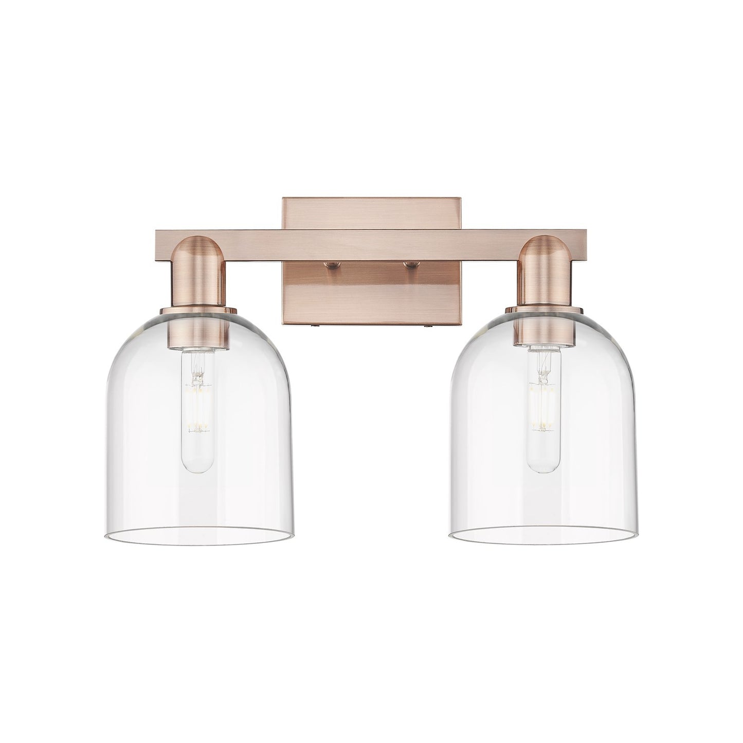Innovations Bella 17in 2-Light Bath Vanity Light | Industrial Antique Copper and Clear Glass | Bathroom Vanity | 16.5 x 11.25 in | Model 716-2W-AC-G558-6CL