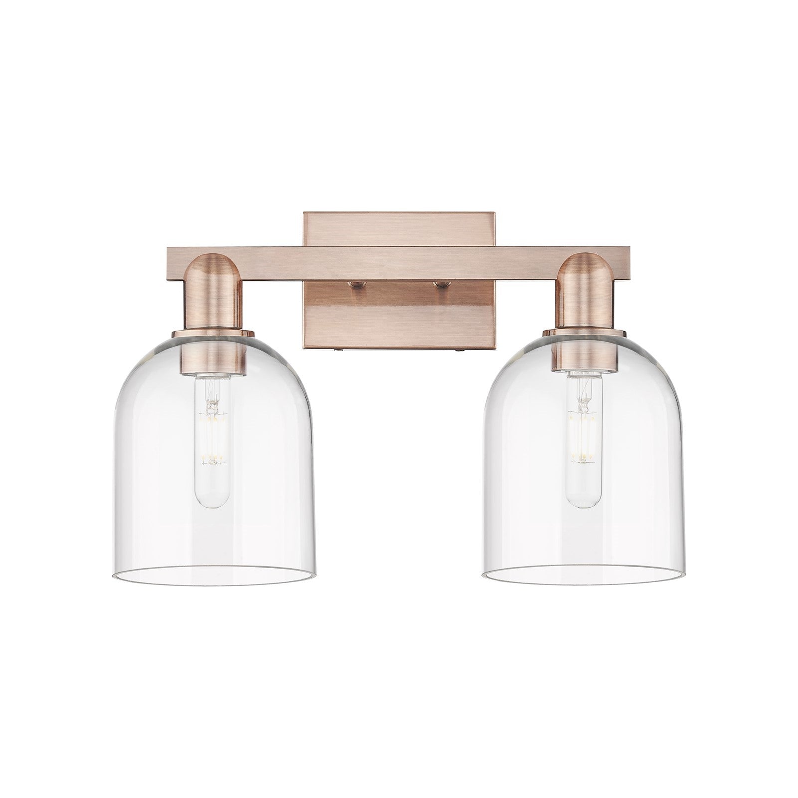 Innovations Bella 17in 2-Light Bath Vanity Light | Industrial Antique Copper and Clear Glass | Bathroom Vanity | 16.5 x 11.25 in | Model 716-2W-AC-G558-6CL