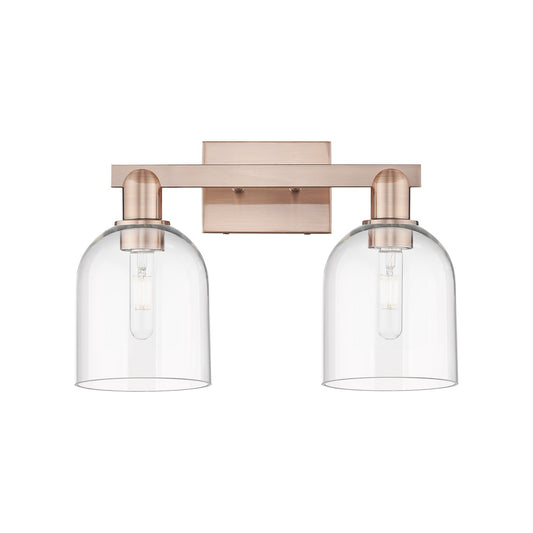 Innovations Bella 17in 2-Light Bath Vanity Light | Industrial Antique Copper and Clear Glass | Bathroom Vanity | 16.5 x 11.25 in | Model 716-2W-AC-G558-6CL