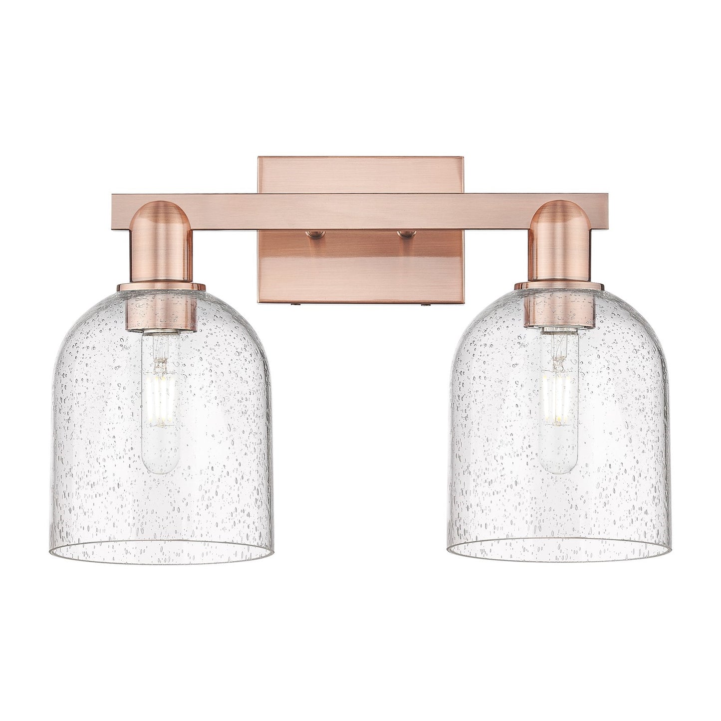 Innovations Bella 17in 2-Light Bath Vanity | Industrial Antique Copper Steel and Seedy Glass | Bathroom Vanity Light | 16.5 x | Model 716-2W-AC-G558-6SDY