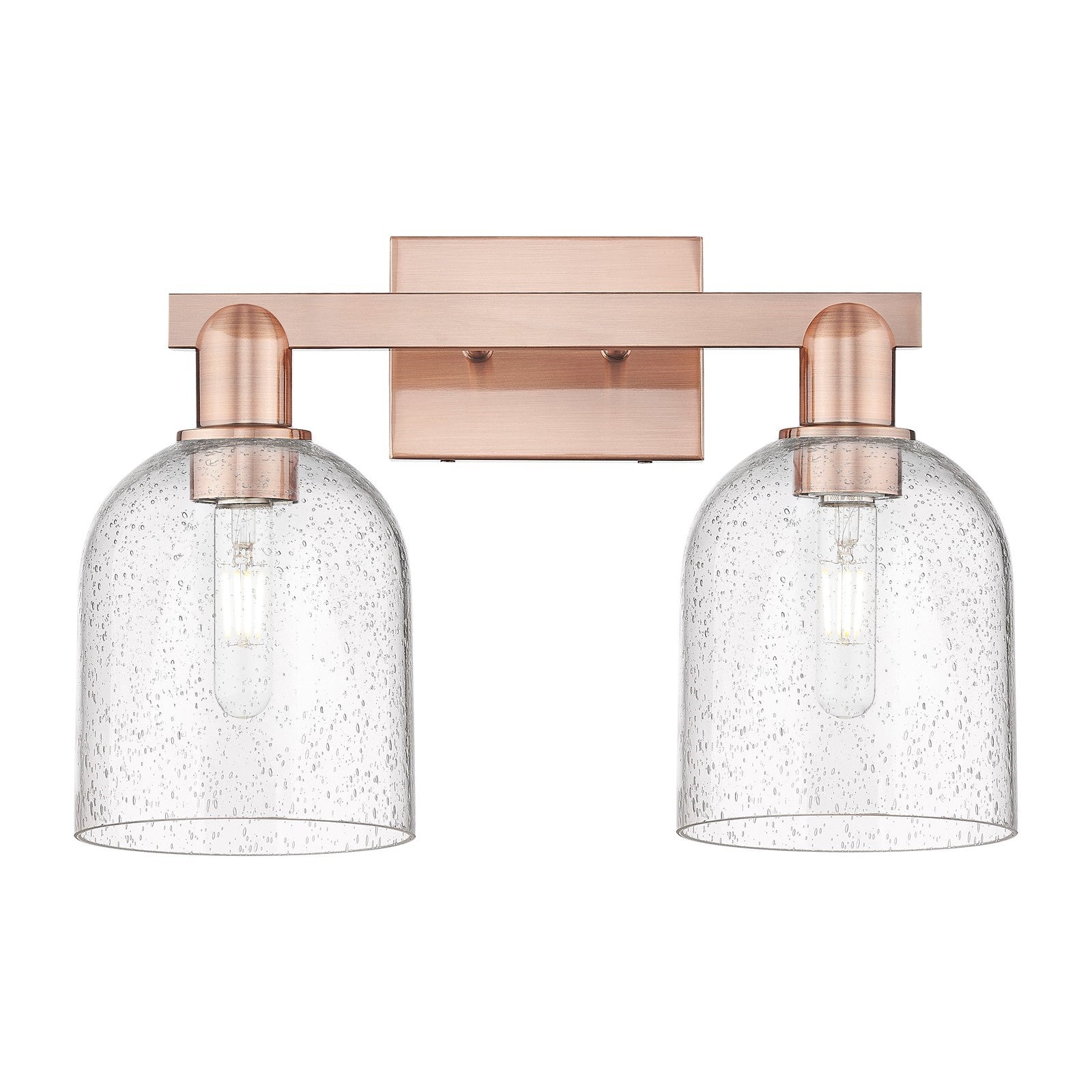 Innovations Bella 17in 2-Light Bath Vanity | Industrial Antique Copper Steel and Seedy Glass | Bathroom Vanity Light | 16.5 x | Model 716-2W-AC-G558-6SDY