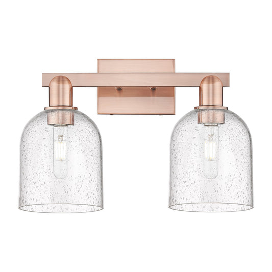 Innovations Bella 17in 2-Light Bath Vanity | Industrial Antique Copper Steel and Seedy Glass | Bathroom Vanity Light | 16.5 x | Model 716-2W-AC-G558-6SDY