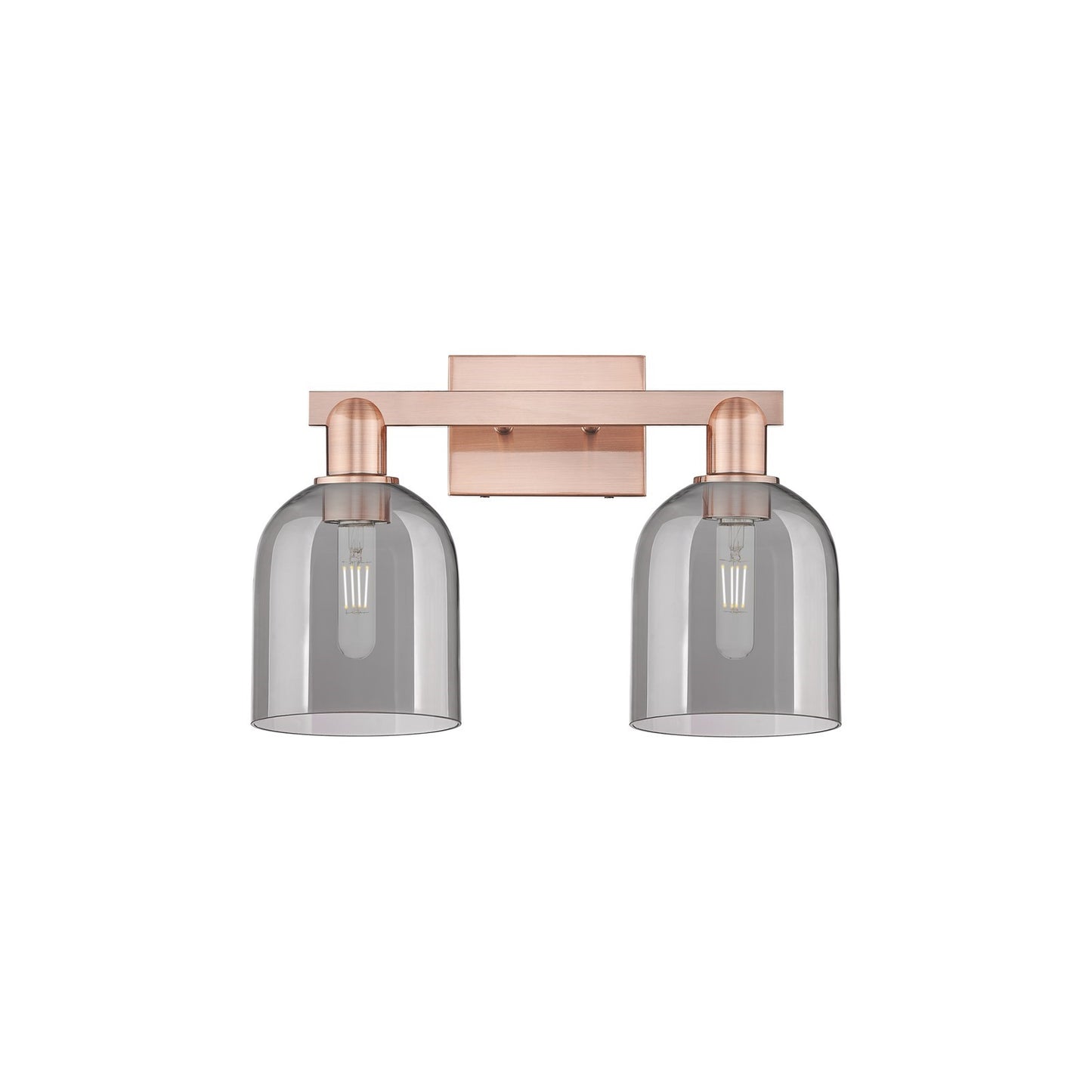 Innovations Bella 17in 2-Light Bath Vanity Light | Industrial Antique Copper and Light Smoke Glass | Bathroom Vanity | 16.5 x | Model 716-2W-AC-G558-6SM