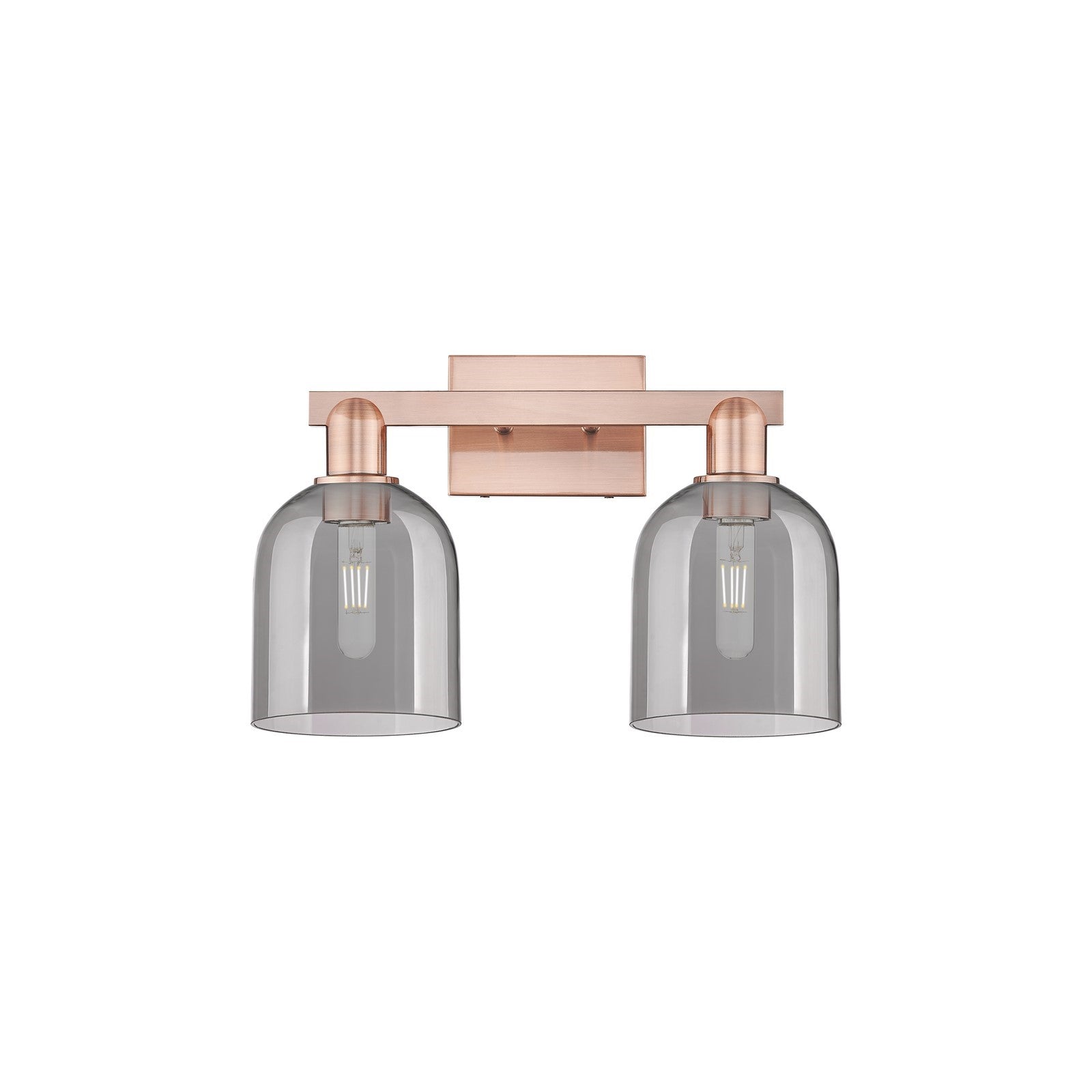 Innovations Bella 17in 2-Light Bath Vanity Light | Industrial Antique Copper and Light Smoke Glass | Bathroom Vanity | 16.5 x | Model 716-2W-AC-G558-6SM