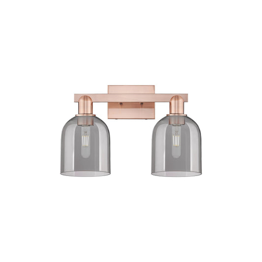 Innovations Bella 17in 2-Light Bath Vanity Light | Industrial Antique Copper and Light Smoke Glass | Bathroom Vanity | 16.5 x | Model 716-2W-AC-G558-6SM