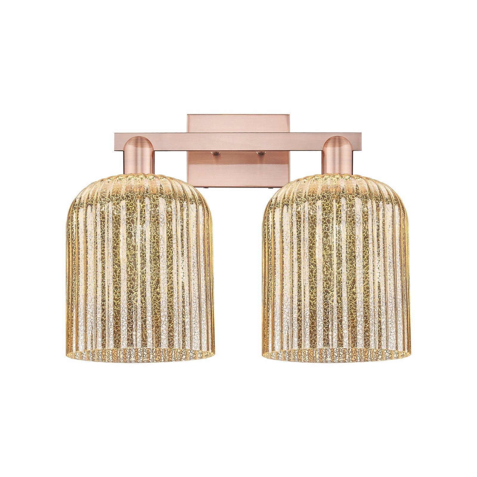 Innovations Bridal Veil 19in 2-Light Bath Vanity Light | Industrial Antique Copper Steel and Mercury Ribbed Glass | Bathroom | Model 716-2W-AC-G559-8ME