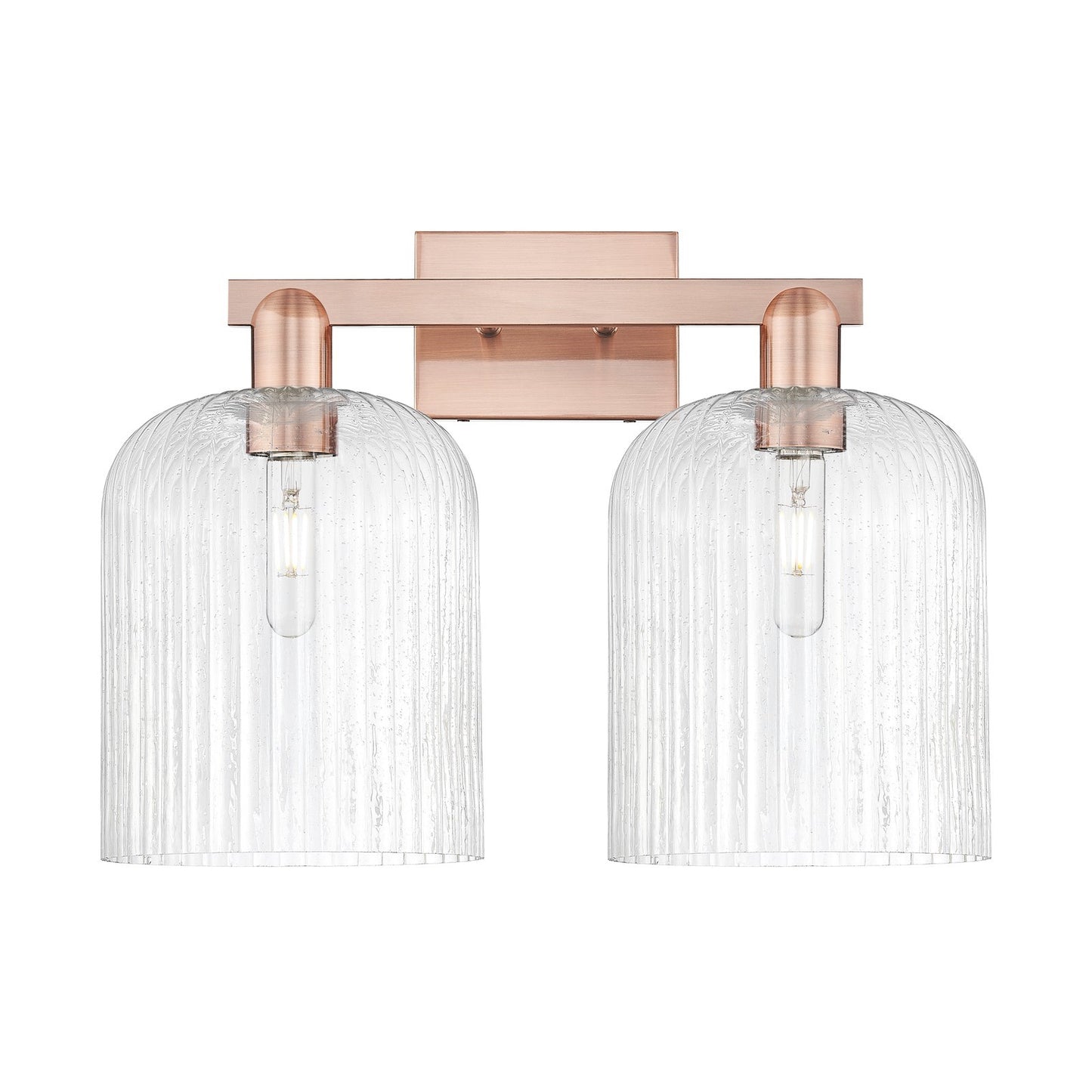 Innovations Bridal Veil 19in 2-Light Bath Vanity Light | Industrial Antique Copper Steel and Seedy Bell Glass | Bathroom | Model 716-2W-AC-G559-8SDY