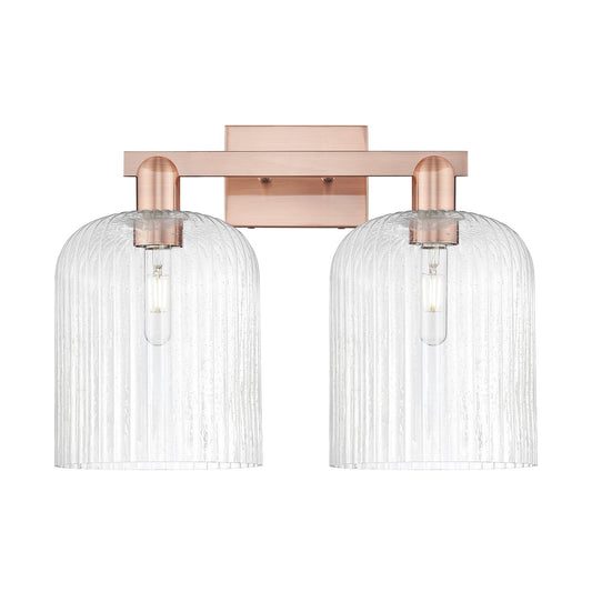Innovations Bridal Veil 19in 2-Light Bath Vanity Light | Industrial Antique Copper Steel and Seedy Bell Glass | Bathroom | Model 716-2W-AC-G559-8SDY