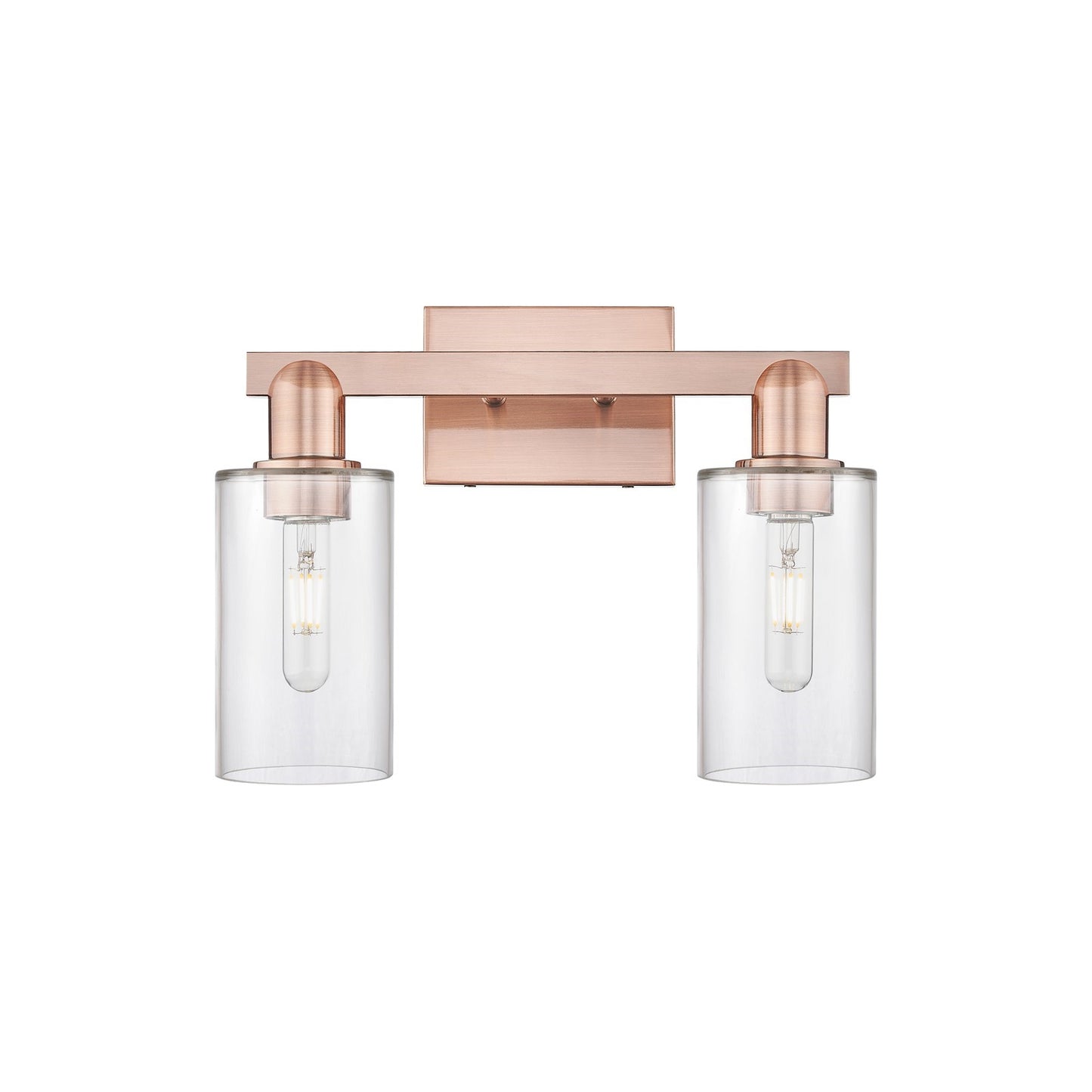 Innovations Clymer 15in 2-Light Bath Vanity Light | Industrial Antique Copper Steel and Clear Glass | Bathroom Vanity | 14.88 x | Model 716-2W-AC-G802