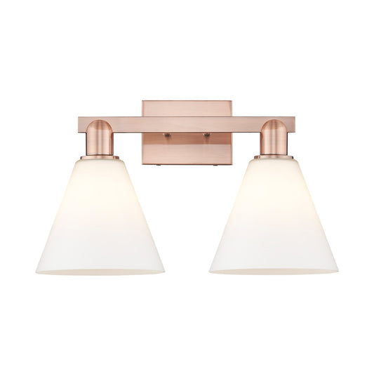 Innovations Berkshire Glass 19in 2-Light Bath Vanity Light | Industrial Antique Copper and Matte White Glass | Bathroom Vanity & | Model 716-2W-AC-GBC-81