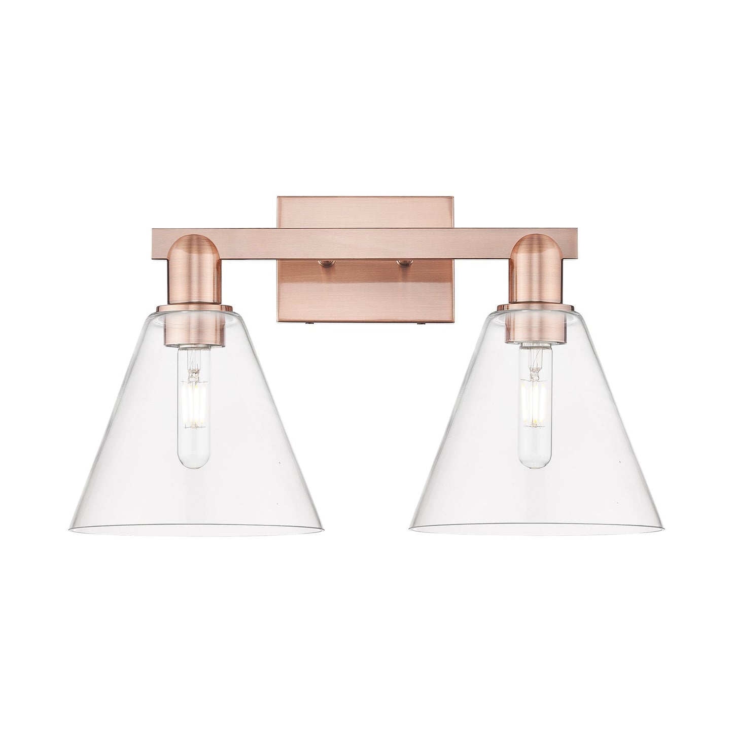 Innovations Berkshire Glass 19in 2-Light Bath Vanity | Industrial Antique Copper Steel and Clear Glass | Bathroom Vanity & Powder | Model 716-2W-AC-GBC-82