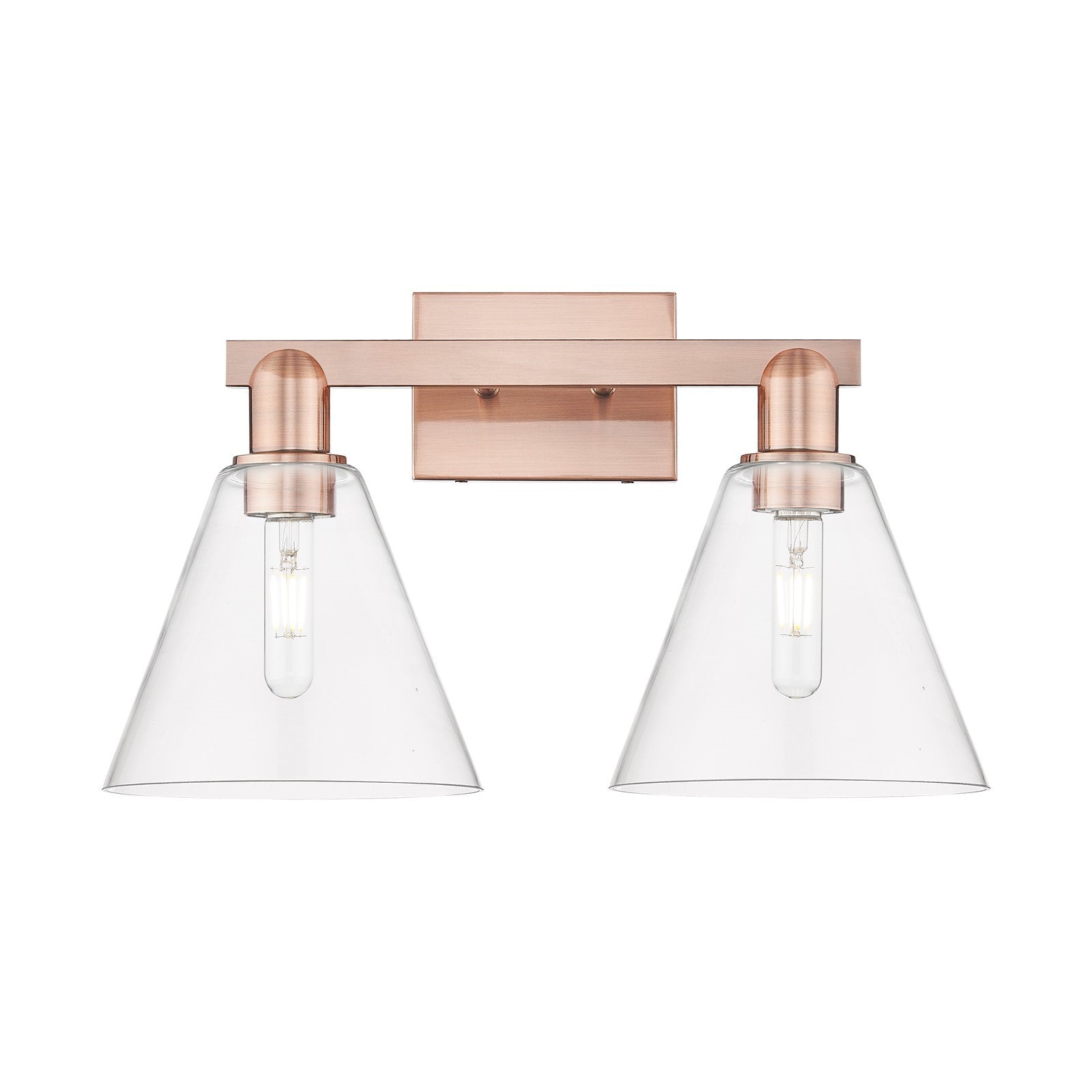 Innovations Berkshire Glass 19in 2-Light Bath Vanity | Industrial Antique Copper Steel and Clear Glass | Bathroom Vanity & Powder | Model 716-2W-AC-GBC-82