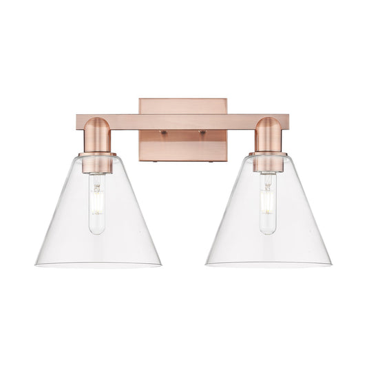 Innovations Berkshire Glass 19in 2-Light Bath Vanity | Industrial Antique Copper Steel and Clear Glass | Bathroom Vanity & Powder | Model 716-2W-AC-GBC-82