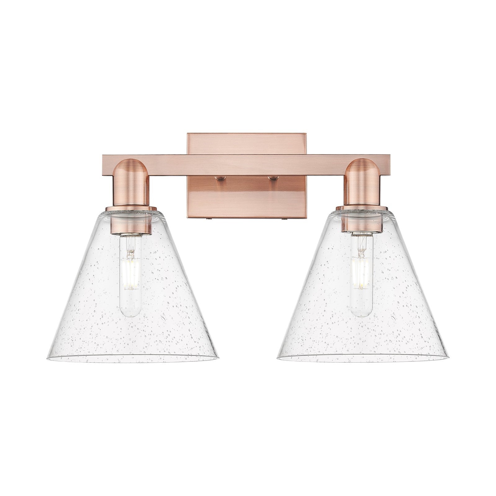 Innovations Berkshire Glass 19in 2-Light Bath Vanity | Industrial Antique Copper Steel and Seedy Glass | Bathroom Vanity Light | Model 716-2W-AC-GBC-84