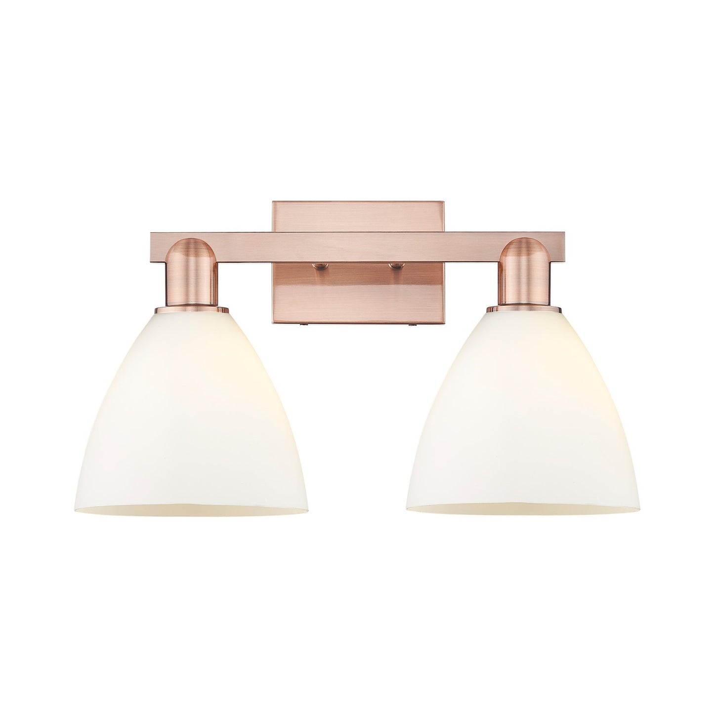Innovations Bristol 19in 2-Light Bath Vanity | Industrial Antique Copper Steel and Matte White Glass | Damp-Rated Bathroom | Model 716-2W-AC-GBD-751
