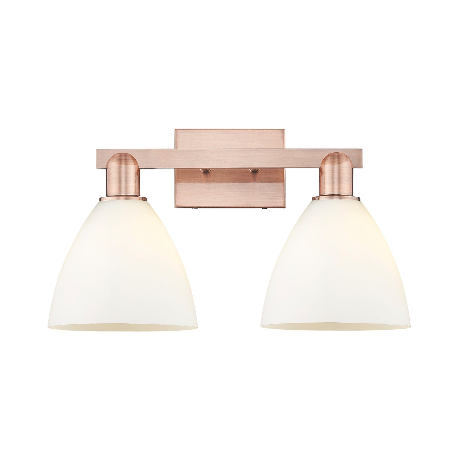 Innovations Bristol 19in 2-Light Bath Vanity | Industrial Antique Copper Steel and Matte White Glass | Damp-Rated Bathroom | Model 716-2W-AC-GBD-751