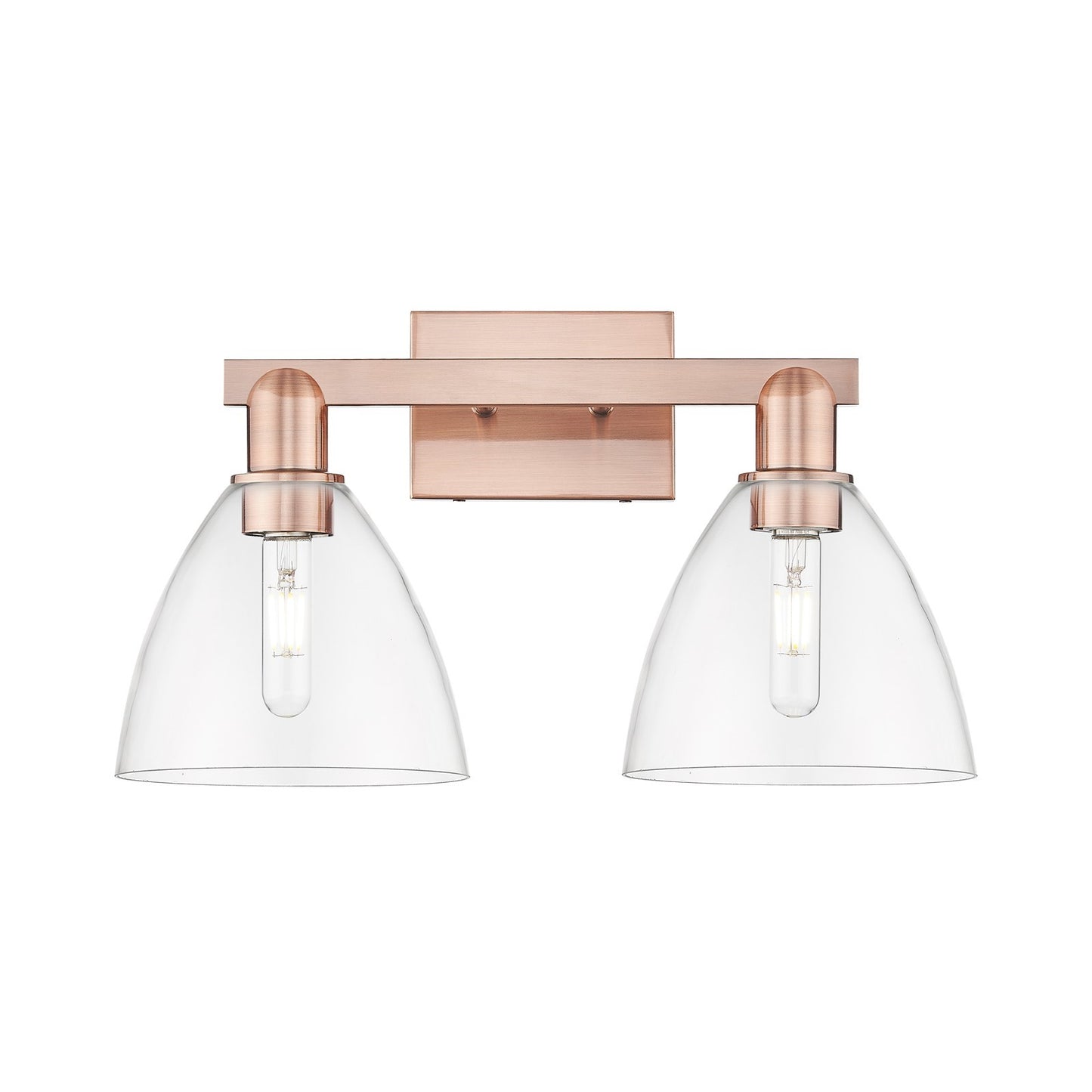 Innovations Bristol 19in 2-Light Bath Vanity | Industrial Modern Contempo Antique Copper Steel and Clear Glass | Bathroom Vanity | Model 716-2W-AC-GBD-752