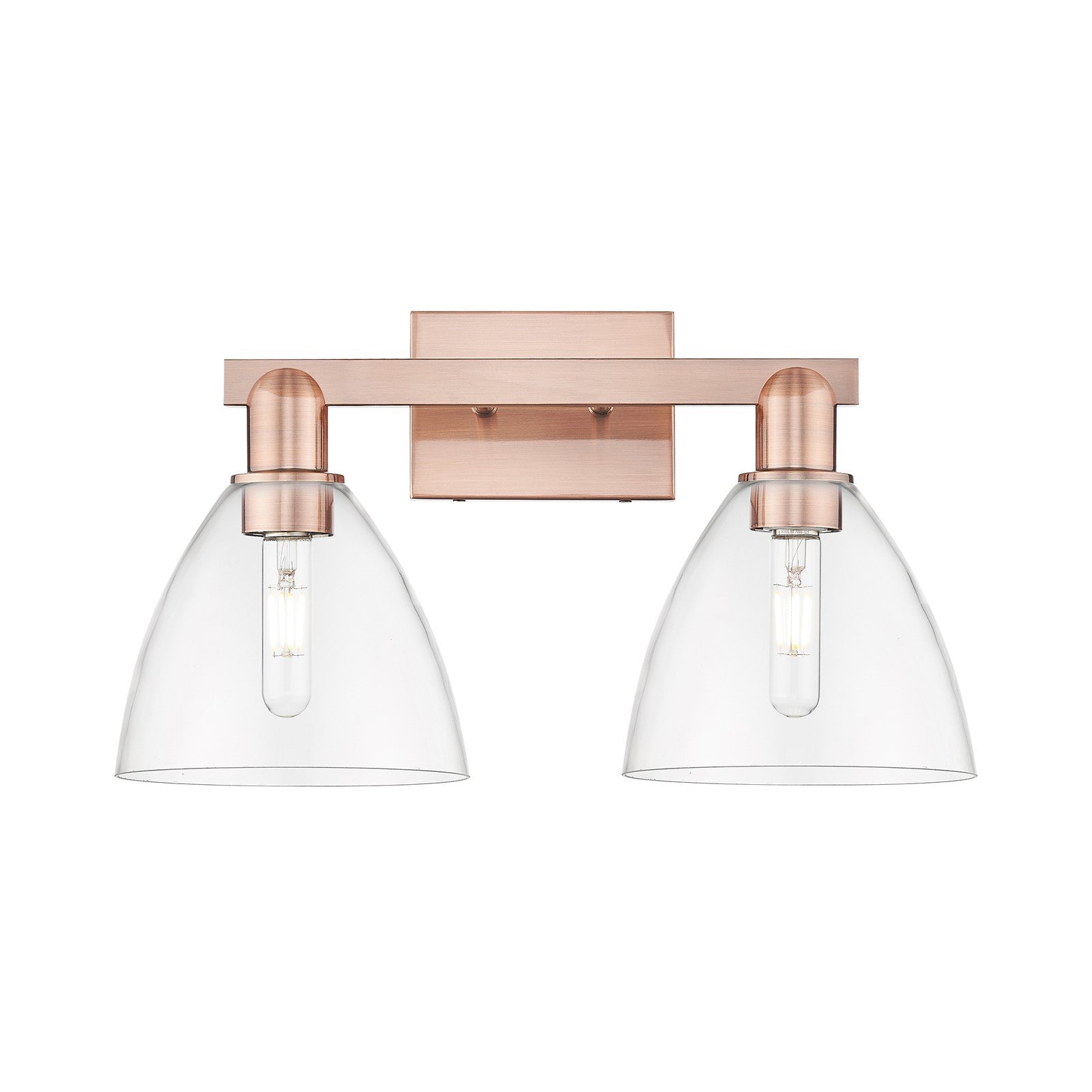 Innovations Bristol 19in 2-Light Bath Vanity | Industrial Modern Contempo Antique Copper Steel and Clear Glass | Bathroom Vanity | Model 716-2W-AC-GBD-752