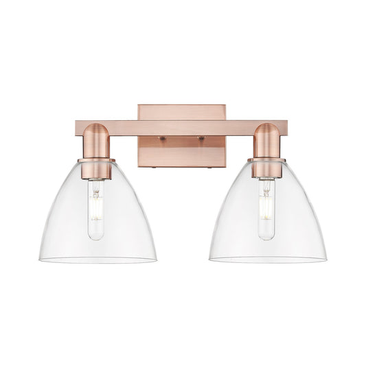 Innovations Bristol 19in 2-Light Bath Vanity | Industrial Modern Contempo Antique Copper Steel and Clear Glass | Bathroom Vanity | Model 716-2W-AC-GBD-752