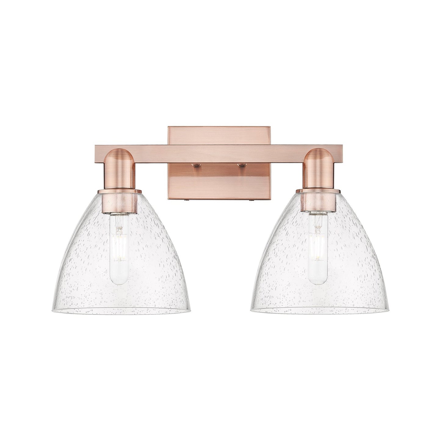 Innovations Bristol 19in 2-Light Bath Vanity | Industrial Antique Copper Steel and Seedy Glass | Bathroom Vanity | 18.5 x 11.25 | Model 716-2W-AC-GBD-754