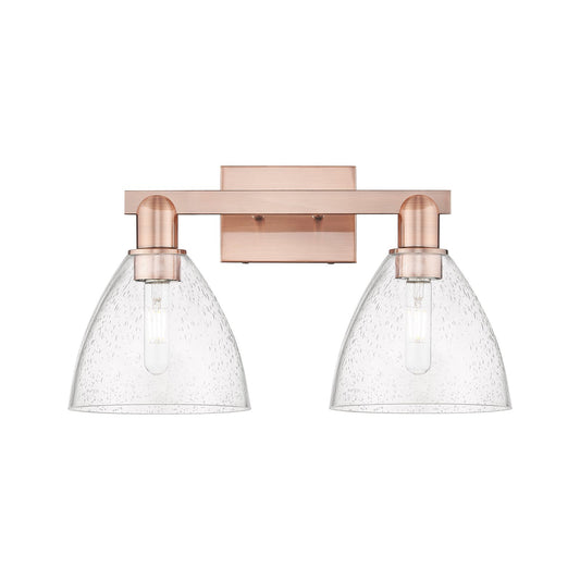 Innovations Bristol 19in 2-Light Bath Vanity | Industrial Antique Copper Steel and Seedy Glass | Bathroom Vanity | 18.5 x 11.25 | Model 716-2W-AC-GBD-754