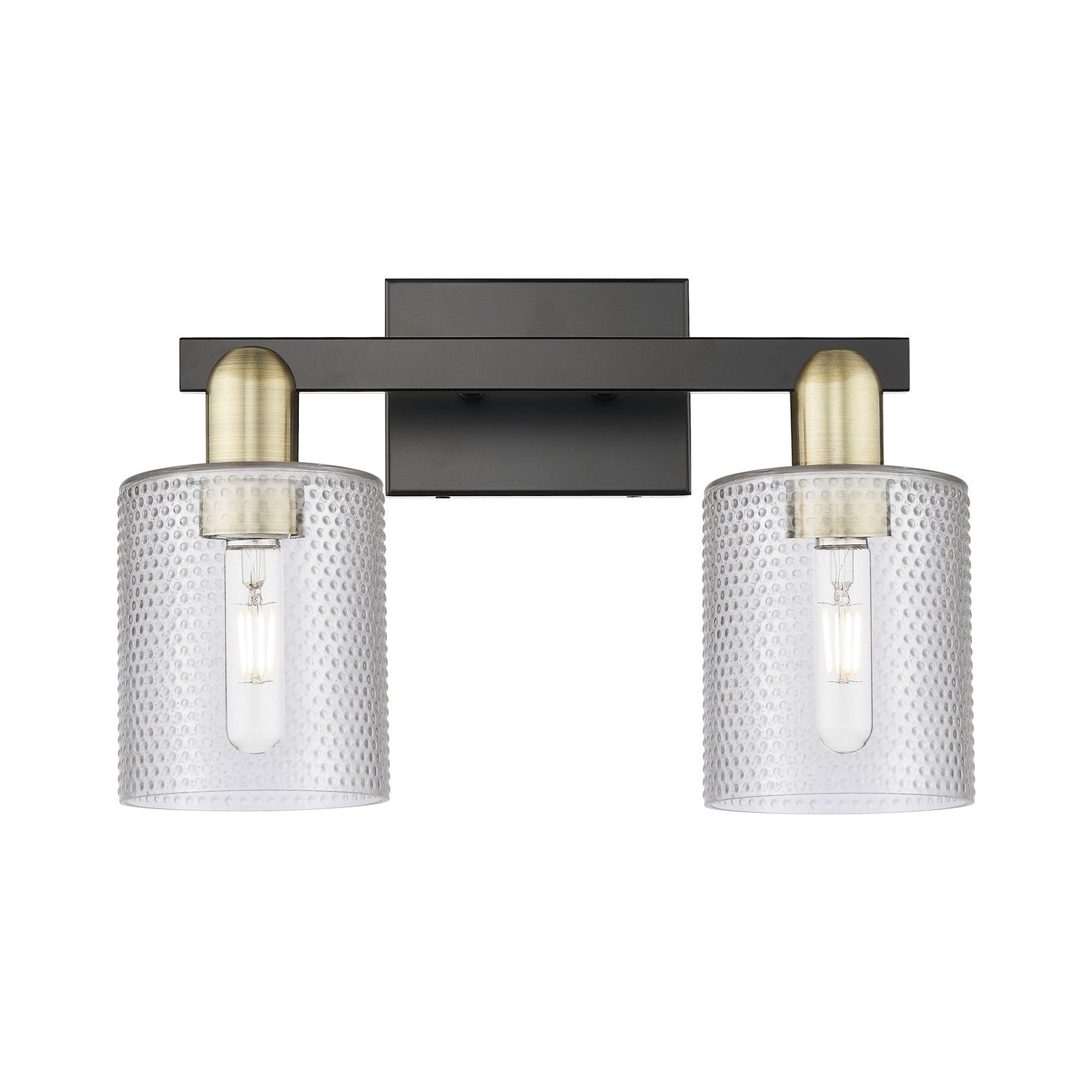 Innovations Cobbleskill 16in 2-Light Bath Vanity Light | Industrial Black Antique Brass Steel and Clear Glass | Bathroom Vanity | Model 716-2W-BAB-G112