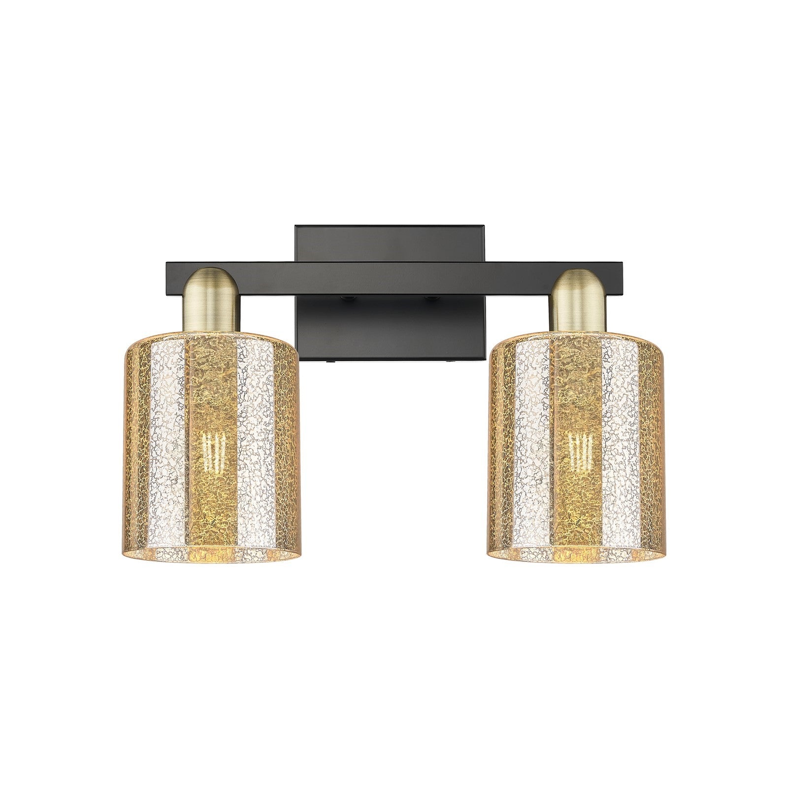 Innovations Cobbleskill 16in 2-Light Bath Vanity Light | Industrial Black Antique Brass and Mercury Glass | Bathroom Vanity | 16 x | Model 716-2W-BAB-G116